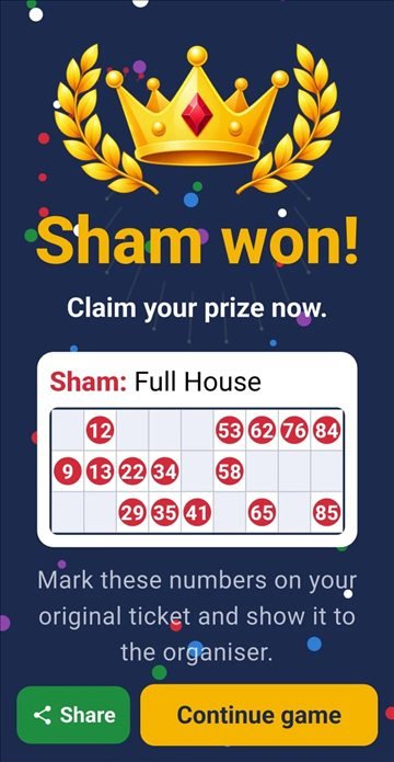 Full House win screen